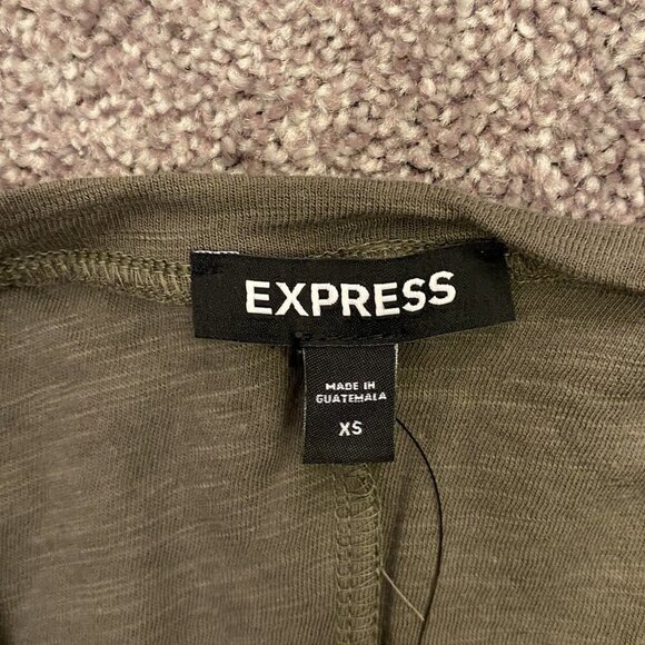 Express Womens Scoop Neck Padded Shoulder Sleeveless Tee Olive Green Size XS NWT - Picture 12 of 16